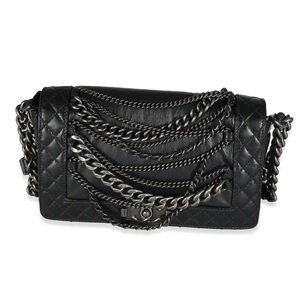 Chanel Black Lambskin Medium Enchained Boy Bag